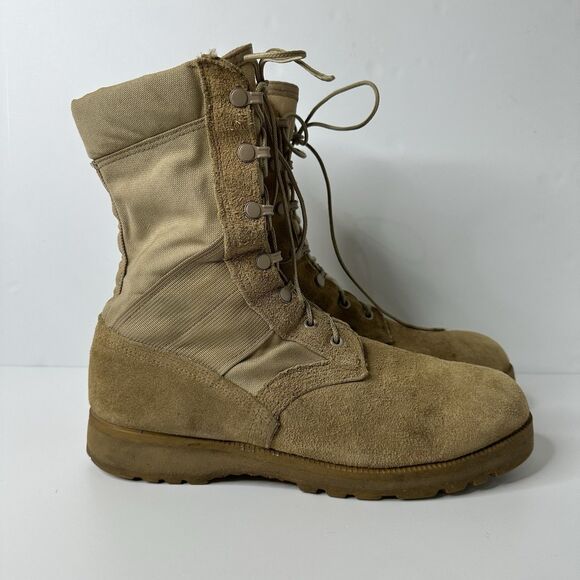 Military Lace Up Combat Boots Mens Sz 9.5 Hot Weather Desert Tan Suede Tactical - Picture 4 of 16